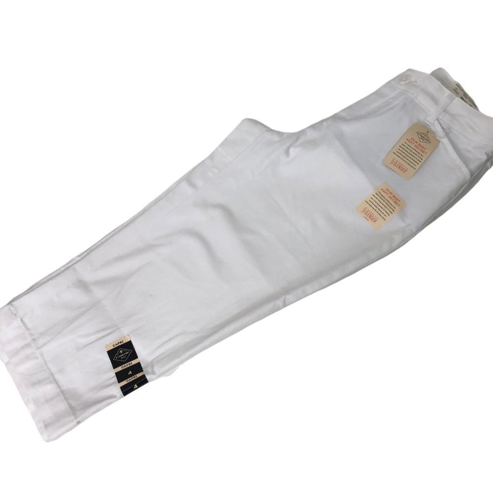 ST‎ JOHN'S BAY CAPRI white SECRETLY SLENDER CAPRI  sz 4 NEW WITH TAG